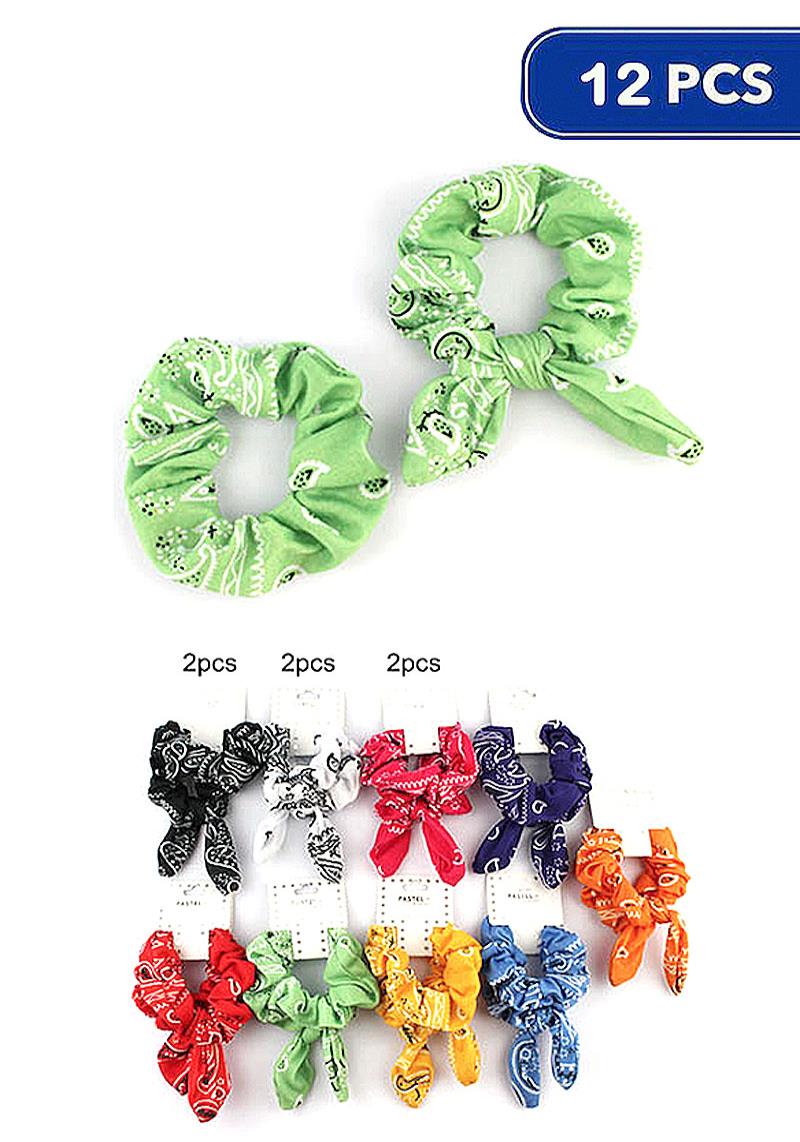 MODERN SMOOTH MULTI DESIGN HAIR BAND SCRUNCHIE 12 PCS