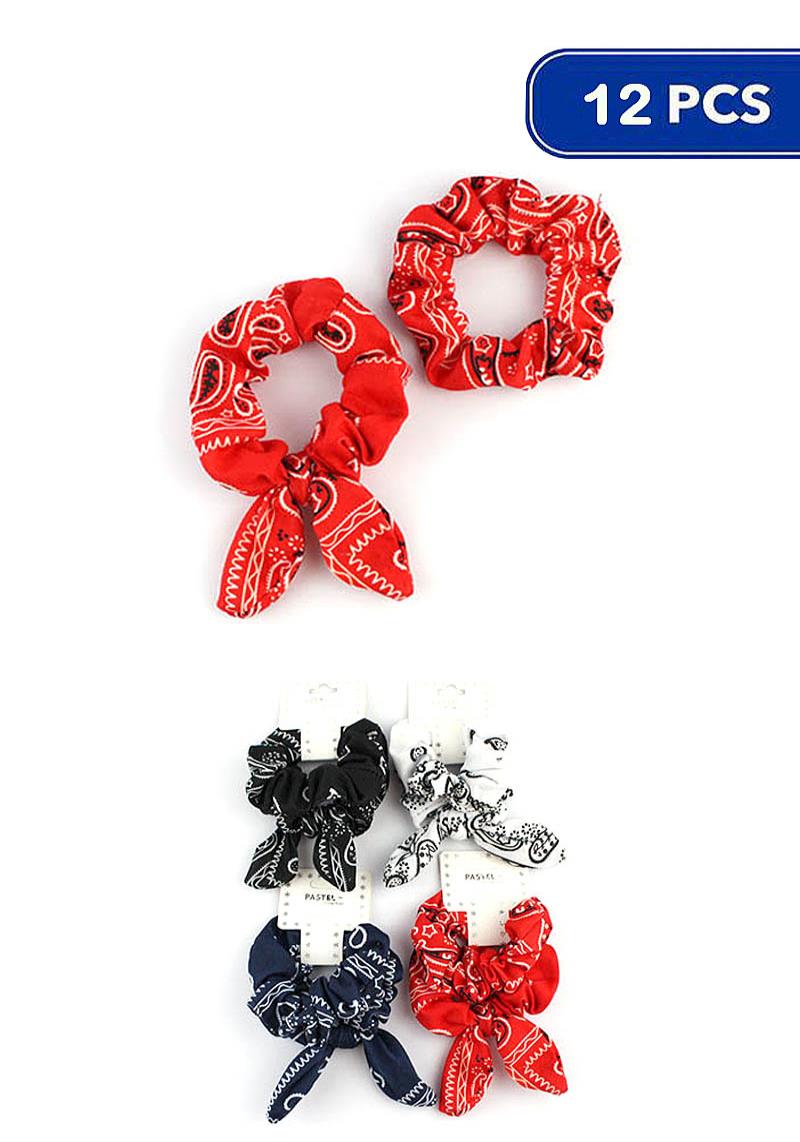 MODERN SMOOTH MULTI DESIGN HAIR BAND SCRUNCHIE 12 PCS