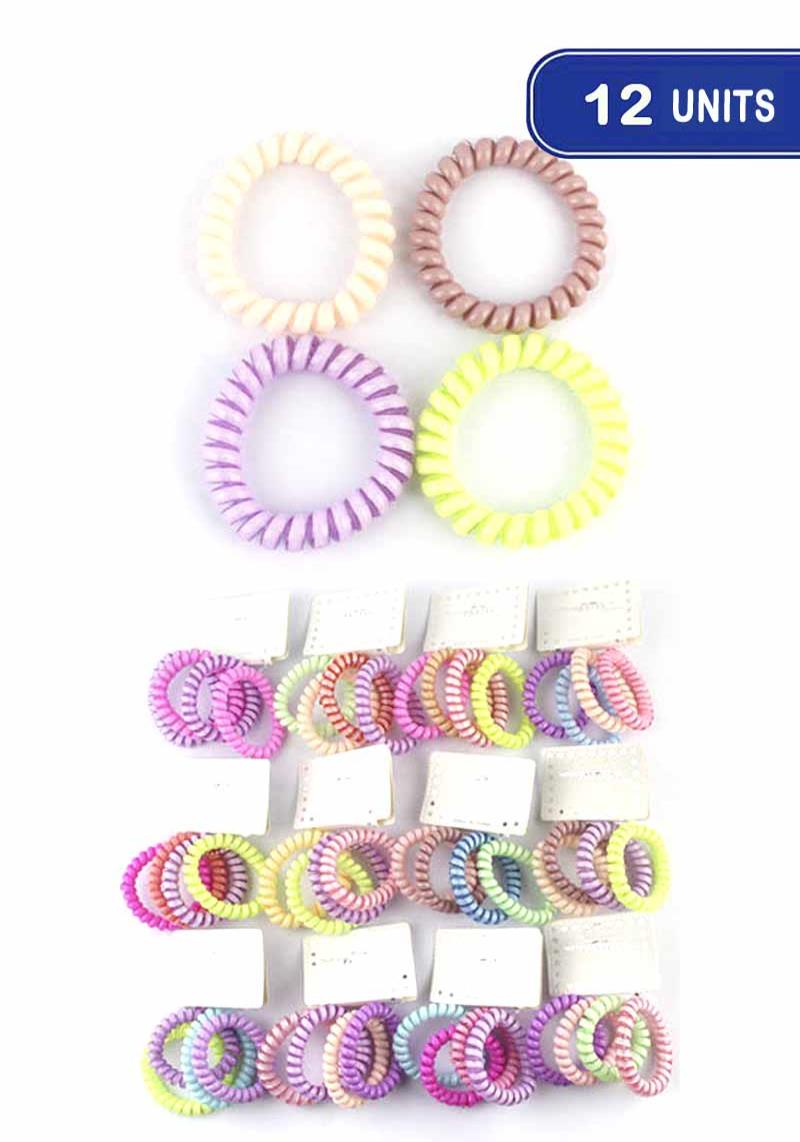 FASHION SPIRAL HAIR TIE 4 PC SET (12 UNITS)