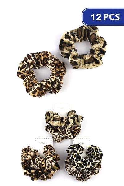 FASHION LOEPARD HAIR SCRUNCHIES 2 PC SET (12 UNITS)