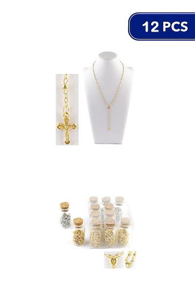 ROSARY CROSS PRAYER NECKLACE (12 UNITS)