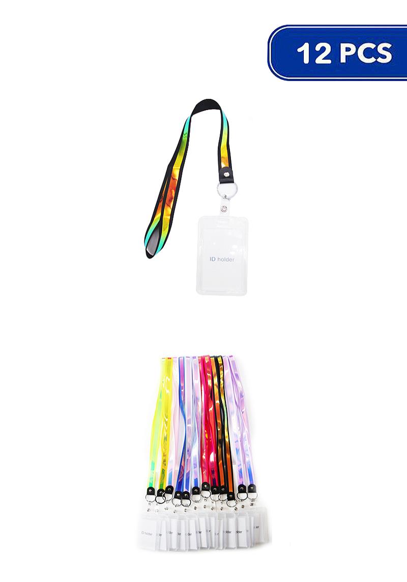 MULTI COLORED STRAP DESIGN ID HOLDER KEY CHAIN (12 UNITS)