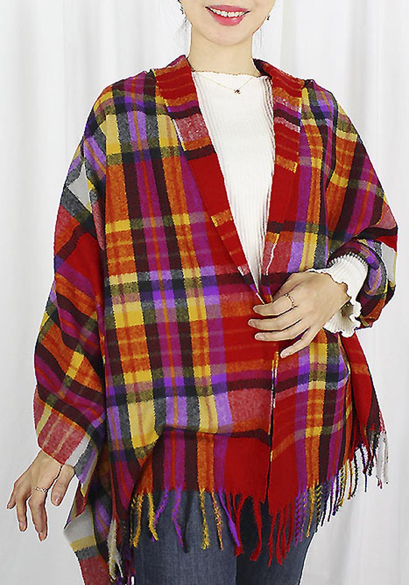 PLAID SOFT SCARF WITH TASSEL