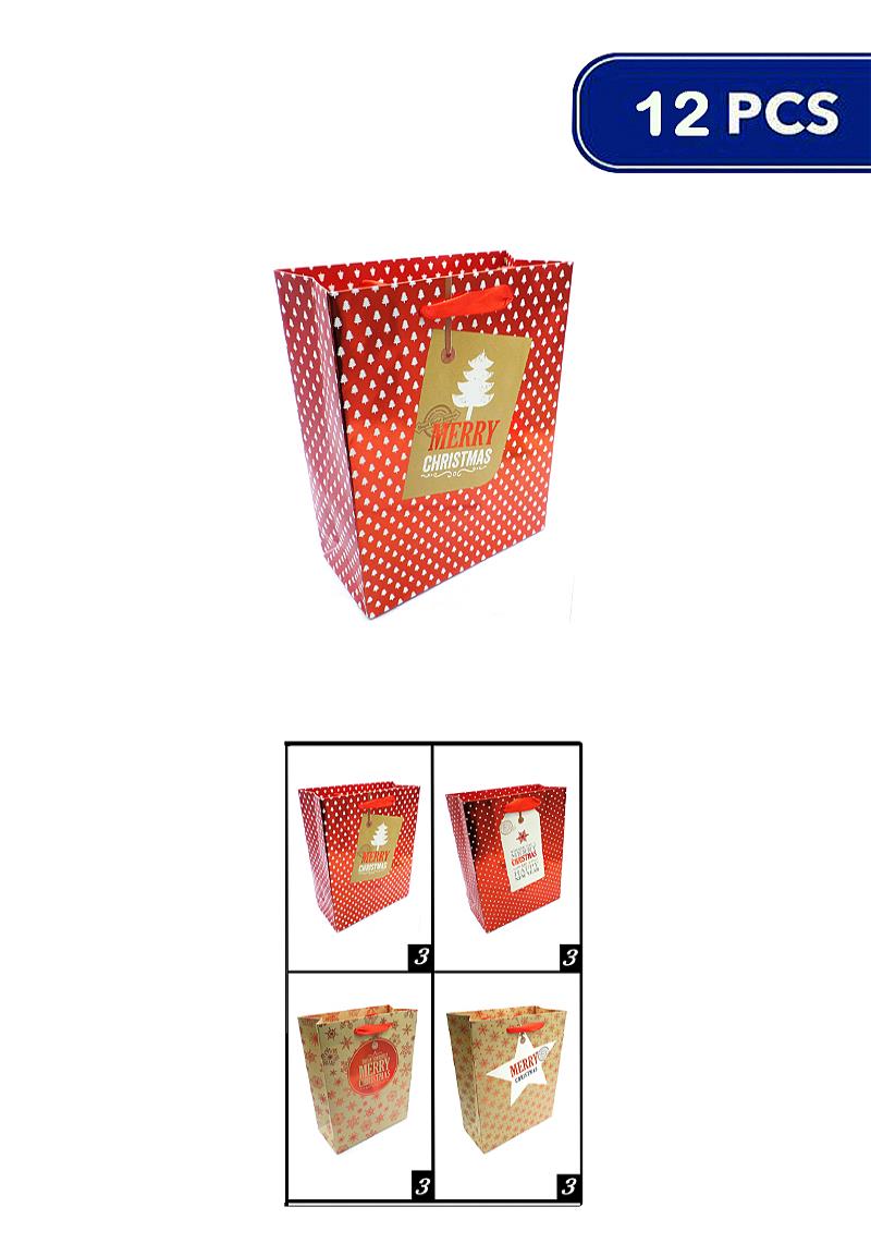 MERRY CHRISTMAS PRINT GIFT BAG (12 UNITS)