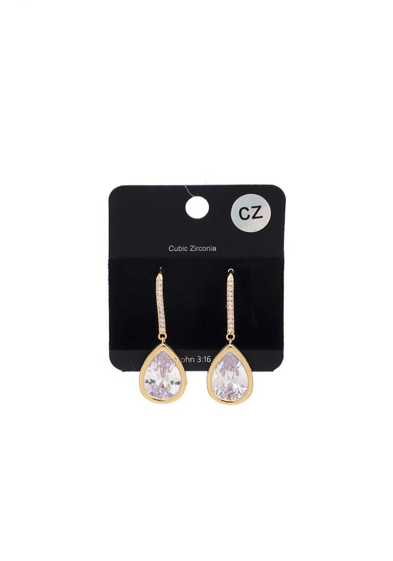 TEADROP CUBIC ZIRCONIA DROP EARRING
