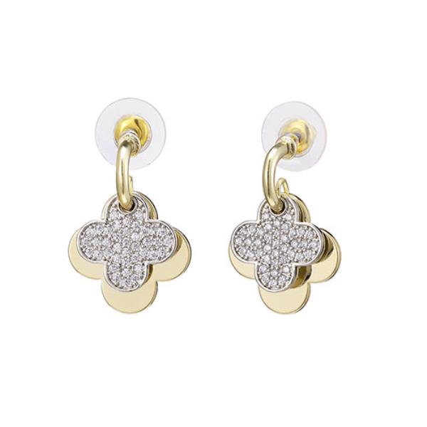 TWO TONE CLOVER CHARM EARRING