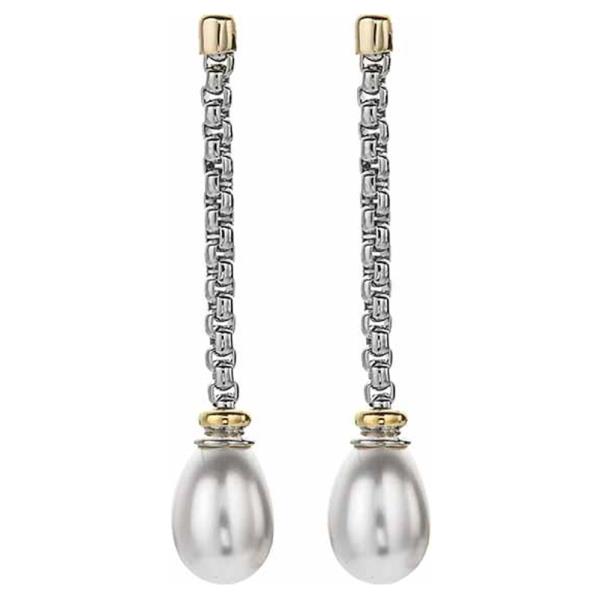 TWO TONE PEARL DANGLE EARRING