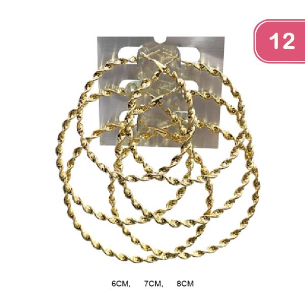 METAL HOOP EARRING 3 PAIR SET (12 UNITS)