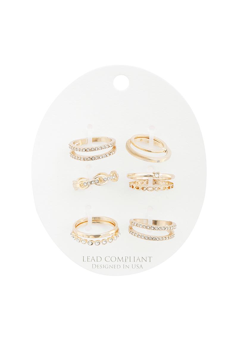 RHINESTONE METAL 9 PC DESIGN RING SET