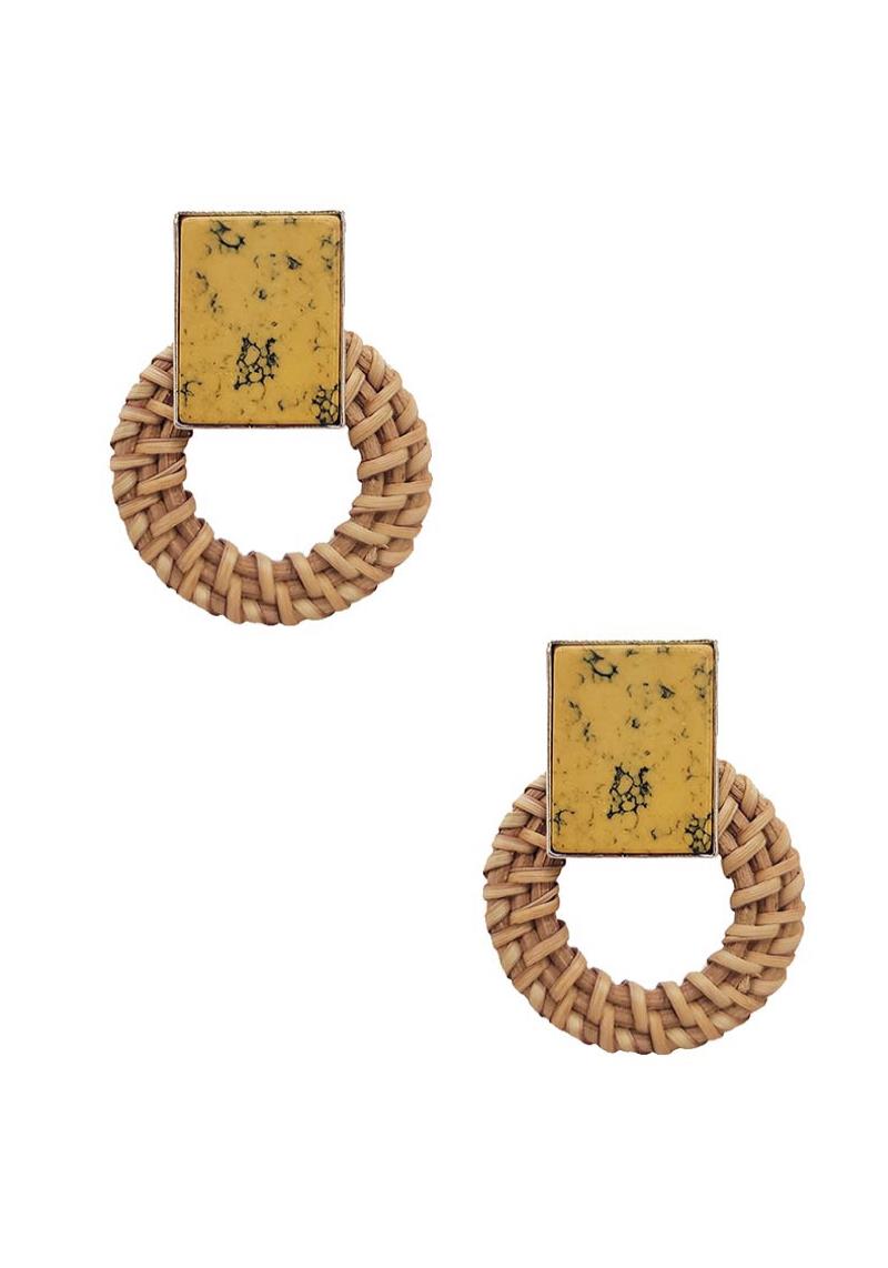 RATTAN NATURAL STONE EARRING