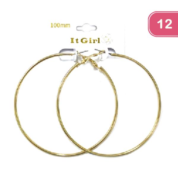 STAINLESS STEEL POST 100MM HOOP EARRING (12 UNITS)