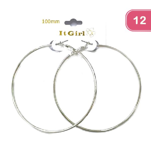 STAINLESS STEEL POST 100MM HOOP EARRING (12 UNITS)