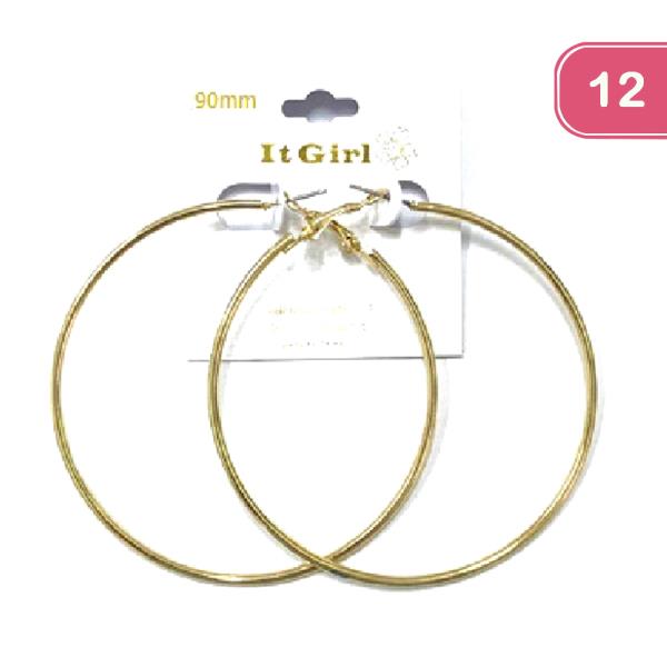 STAINLESS STEEL POST 90MM HOOP EARRING (12 UNITS)