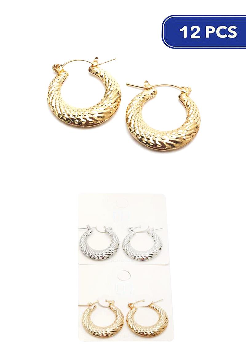TEXTURED HOOP EARRING (12 UNITS)