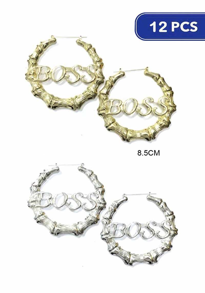 FASHION METAL BAMBOO HOOP SEVXY EARRING (12 UNITS)