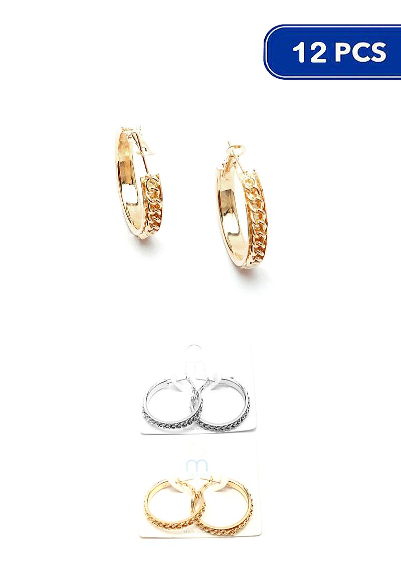 CHAIN HOOP EARRING (12 UNITS)