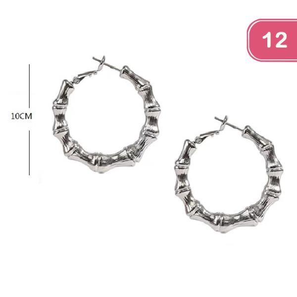 METAL BAMBOO HOOP EARRING (12 UNITS)