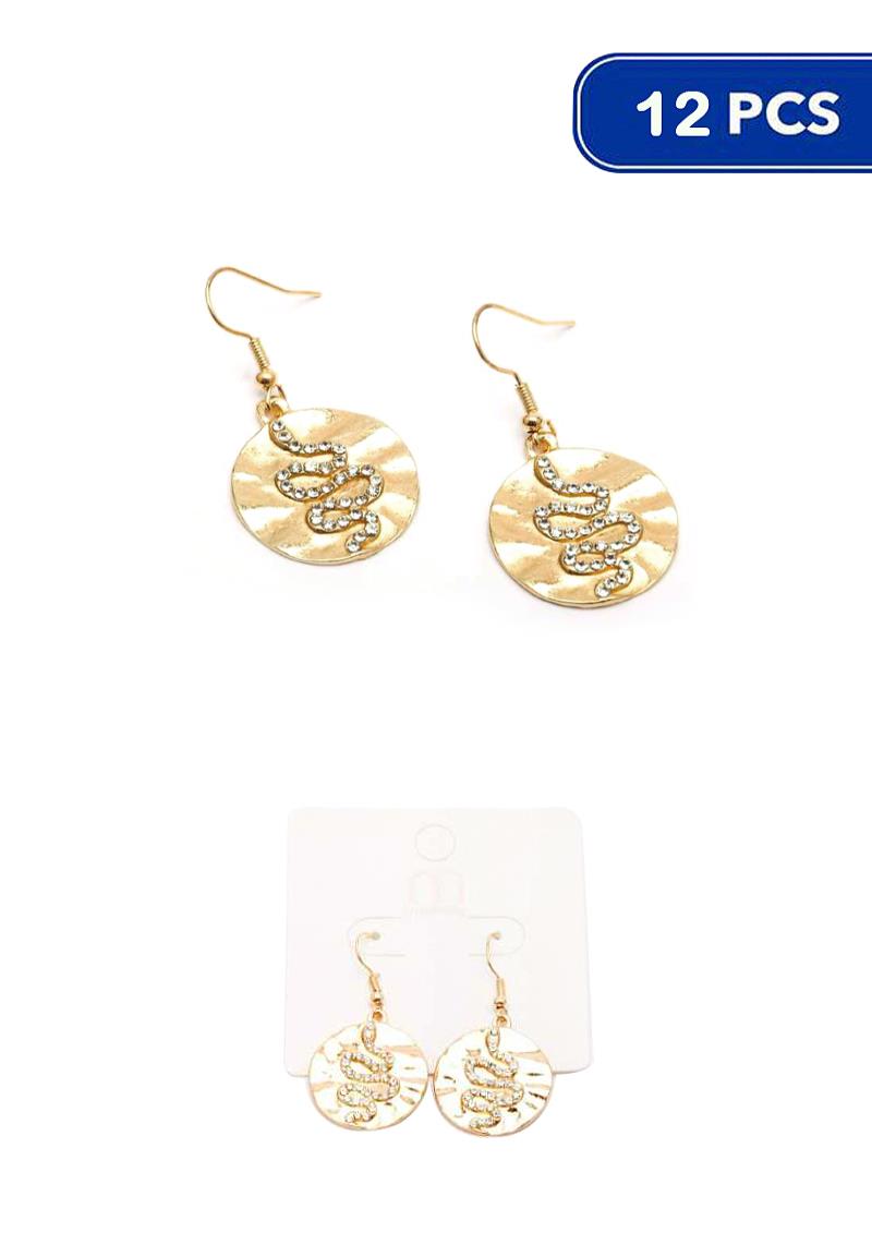 RHINESTONE SWIRL SNAKE ROUND EARRING (12 UNITS)