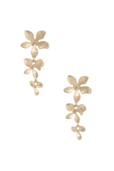 TRIPLE FLOWER METAL DANGLE EARRING