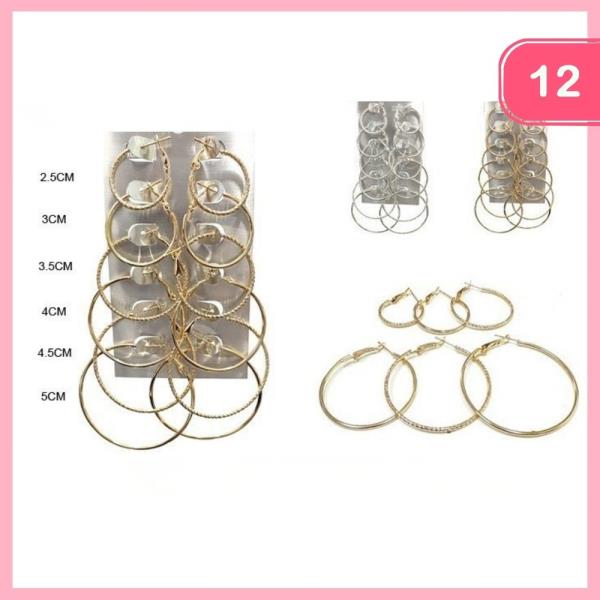 HOOP EARRING 6 PAIR SET (12 UNITS)