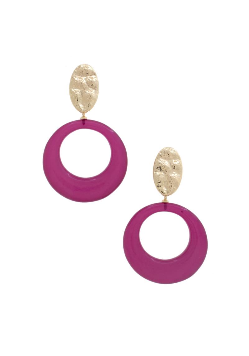 METAL OVAL CIRCLE DANGLE EARRING