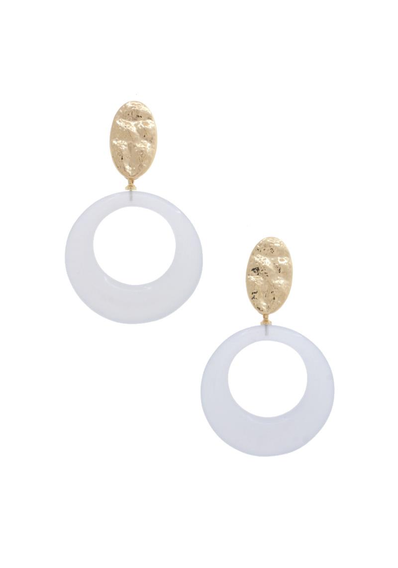 METAL OVAL CIRCLE DANGLE EARRING