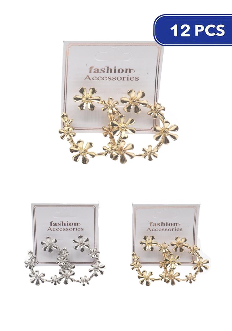 FASHION FLOWER METAL HOOP EARRING (12 UNITS)