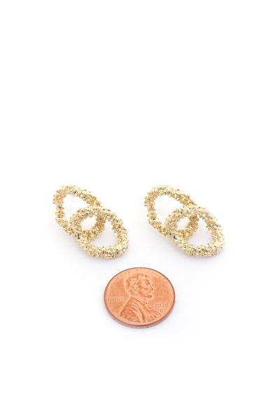 TEXTURED DOUBLE CIRCLE METAL DROP EARRING