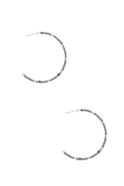 BEADED OPEN CIRCLE EARRING