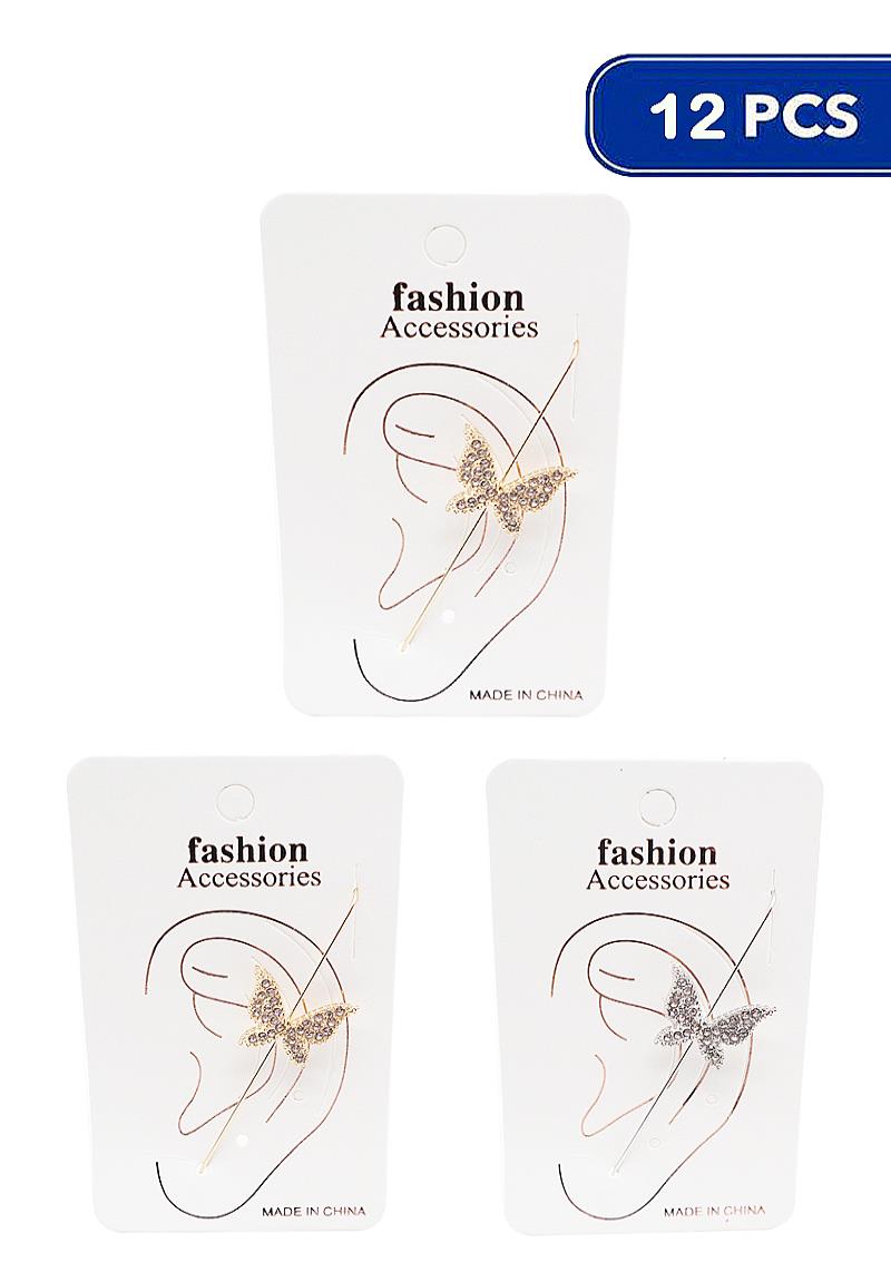 BUTTERFLY RHINESTONE EAR CUFF (12 UNITS)
