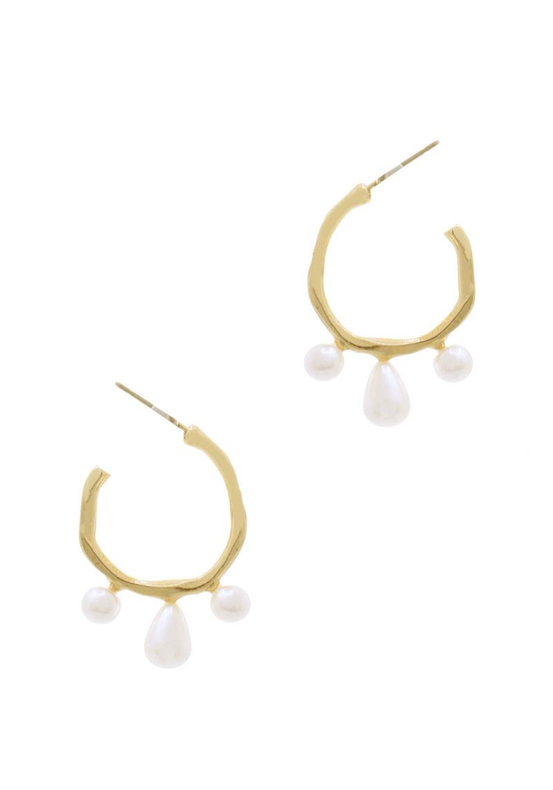METAL PEARL HOOP EARRING