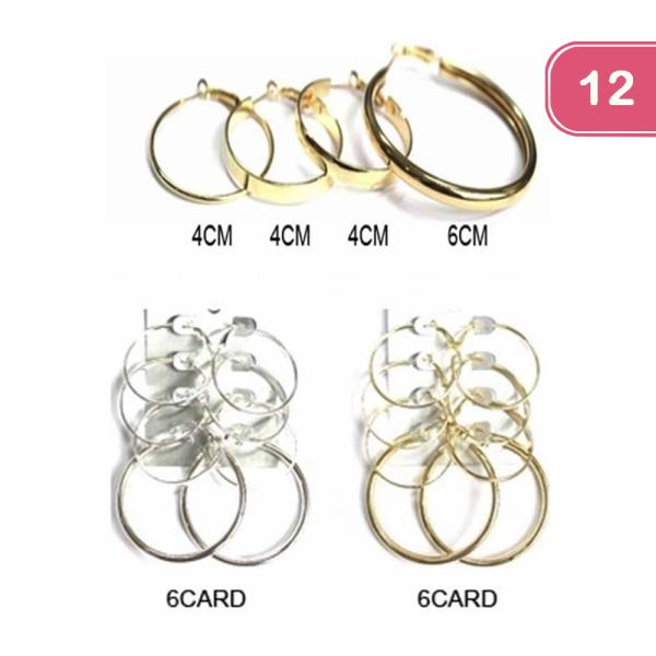 HOOP EARRING 4 PAIR SET (12 UNITS)