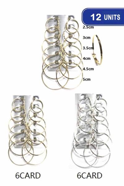 FASHION HOOP EARRING 6 PAIR SET (12 UNITS)