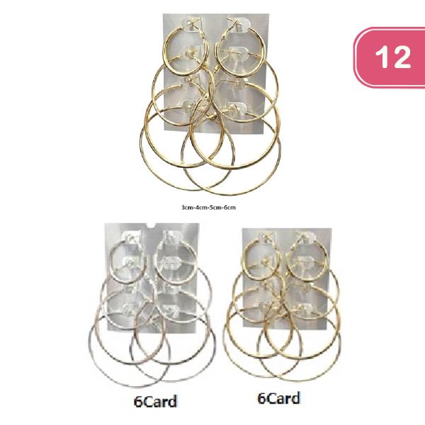 MULTI HOOP EARRING 4 PAIR SET (12 UNITS)