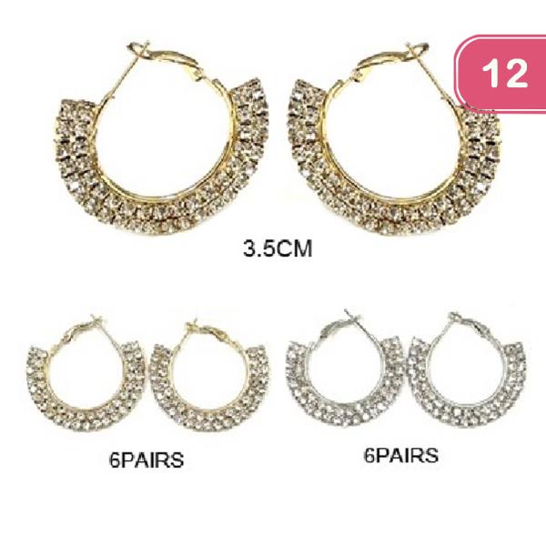 RHINESTONE 40MM HOOP EARRING (12 UNITS)