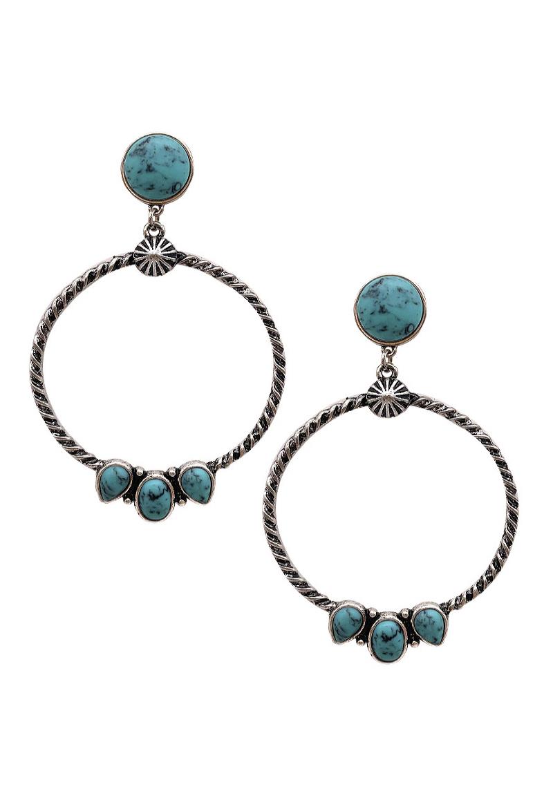 WESTERN STYLE ROUND DANGLE EARRING