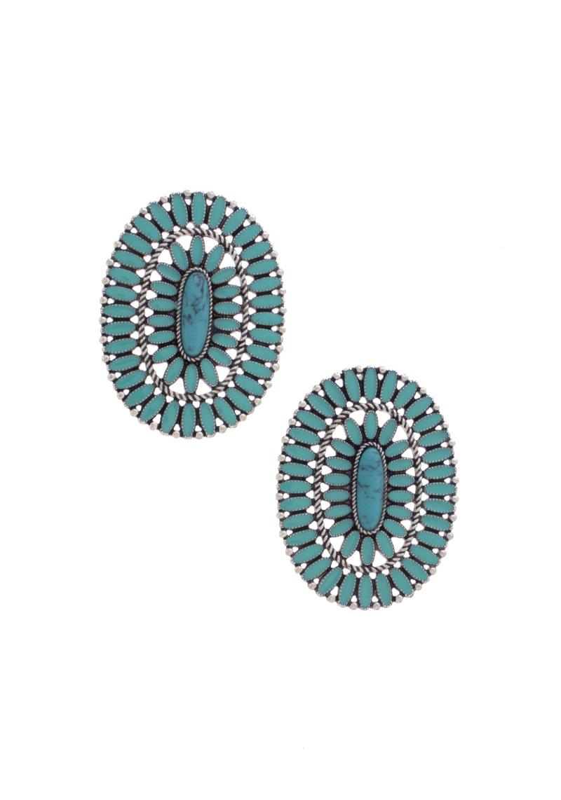 OVAL BEADED METAL EARRING