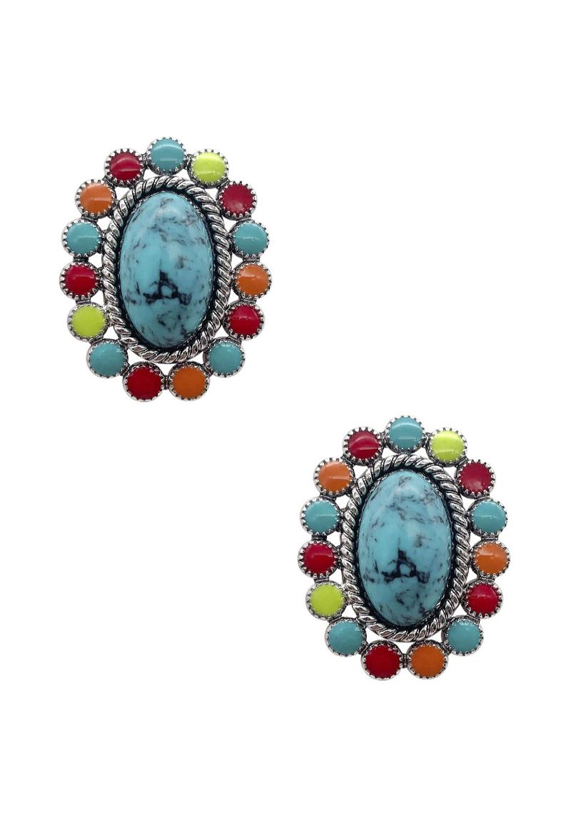 RODEO WESTERN STYLE STONE EARRING