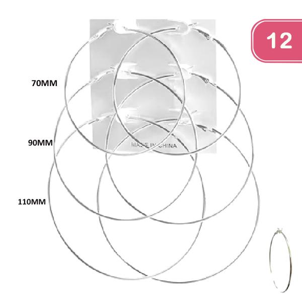 MULTI HOOP EARRING 3 PAIR SET (12 UNITS)