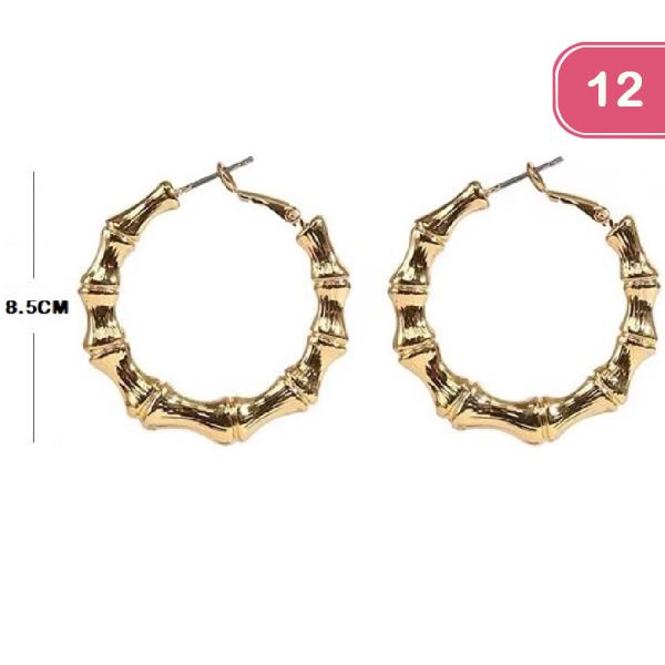 METAL 8.5CM BAMBOO HOOP EARRING (12 UNITS)