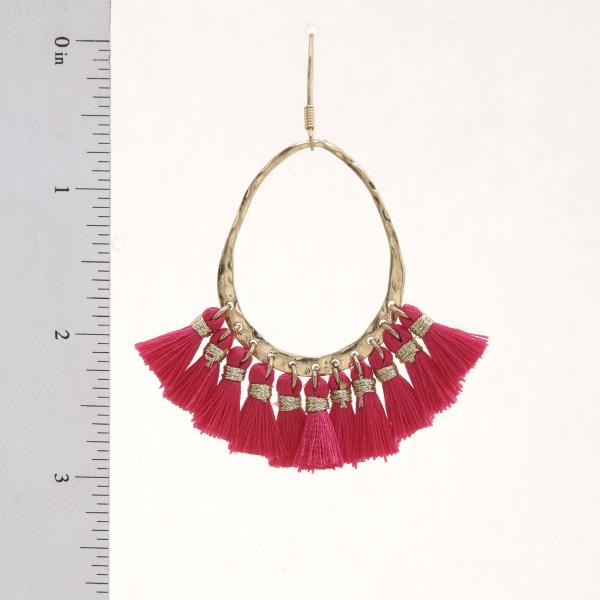 OVAL TASSEL DANGLE EARRING