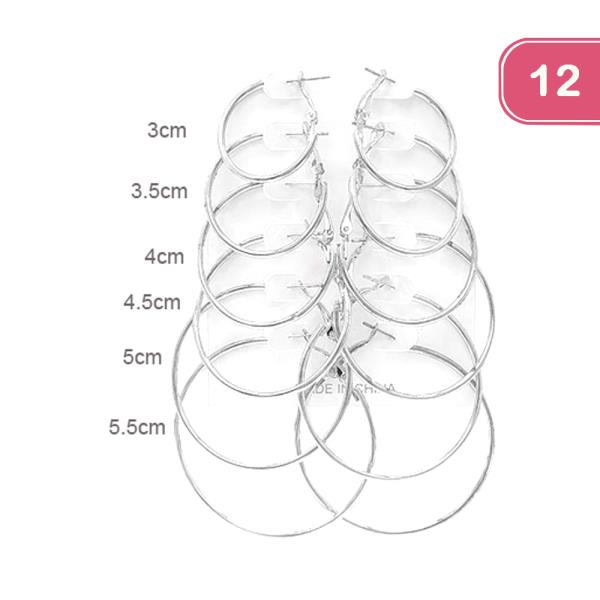 MULTI HOOP EARRING 6 PAIR SET (12 UNITS)