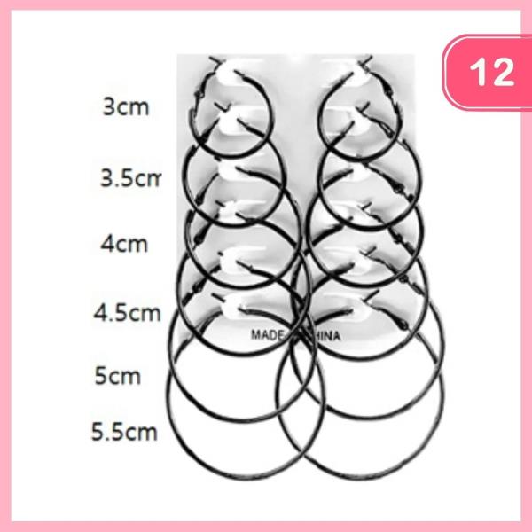 MULTI HOOP EARRING 6 PAIR SET (12 UNITS)
