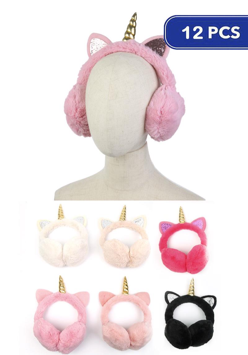 UNICORN FAUX FUR EARMUFF 12PC