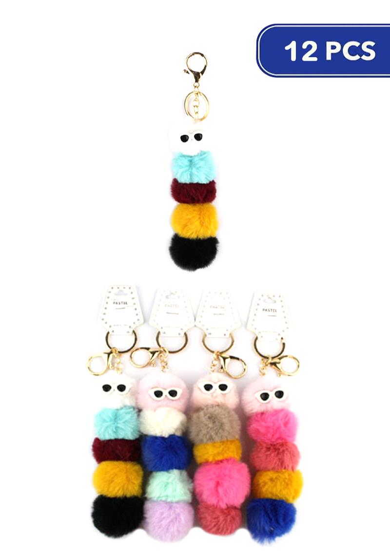 FASHION MULTI POM POM KEYCHAIN (12 UNITS)