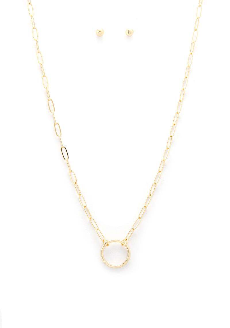 CUT OUT CIRCLE OVAL LINK NECKLACE