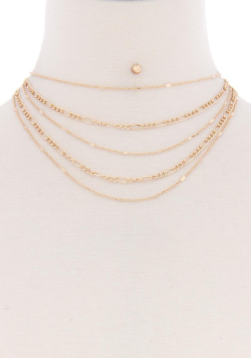 MULTI LAYERED METAL CHAIN NECKLACE