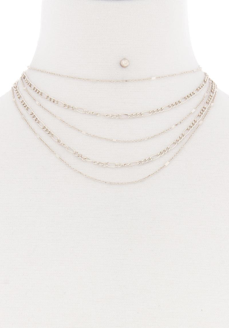 MULTI LAYERED METAL CHAIN NECKLACE