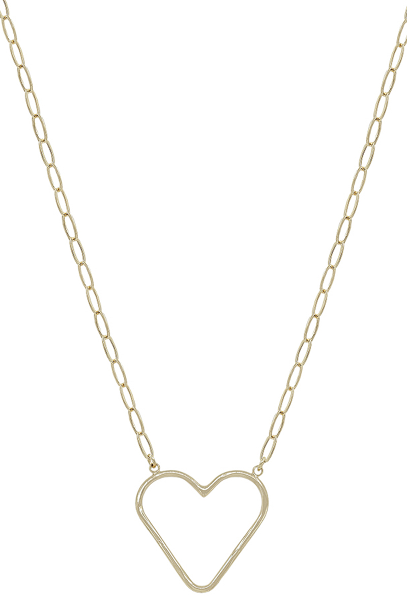 METAL CHAIN HEART PENDANT NECKLACE