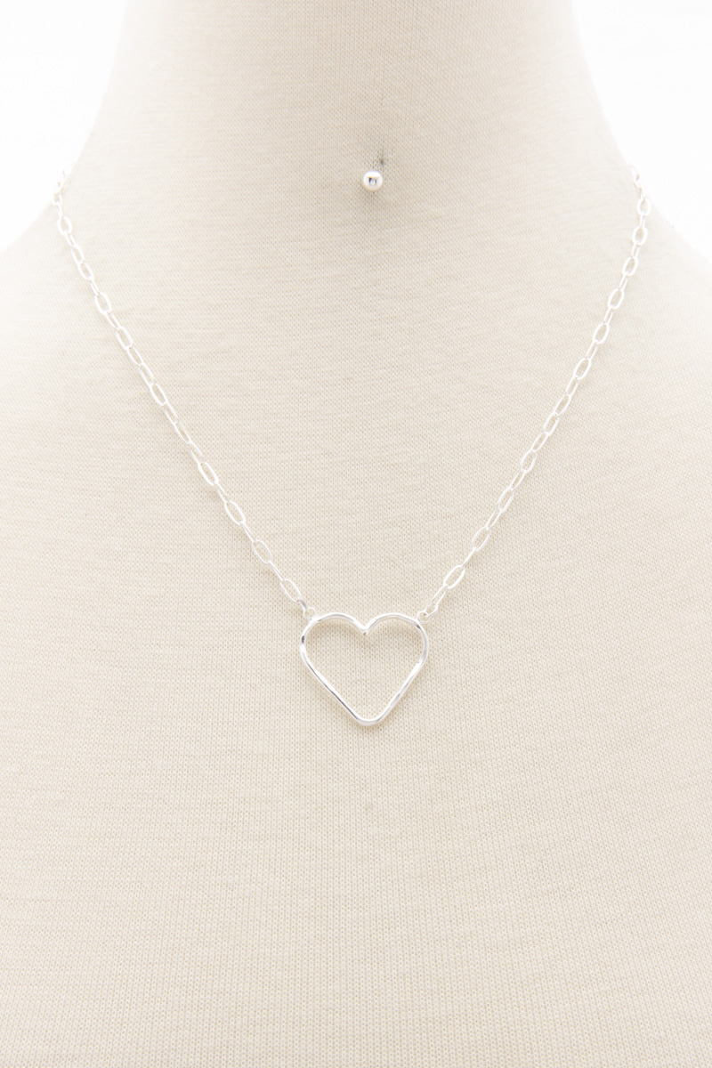 METAL CHAIN HEART PENDANT NECKLACE